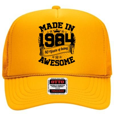 Vintage Crown Made In 1984 40 Years Of Being Awesome High Crown Mesh Back Trucker Hat