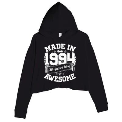 Vintage Crown Made In 1994 30 Years Of Being Awesome Crop Fleece Hoodie