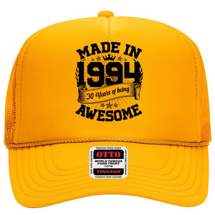 Vintage Crown Made In 1994 30 Years Of Being Awesome High Crown Mesh Back Trucker Hat