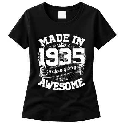 Vintage Crown Made In 1935 90 Years Of Being Awesome Womens T-Shirt