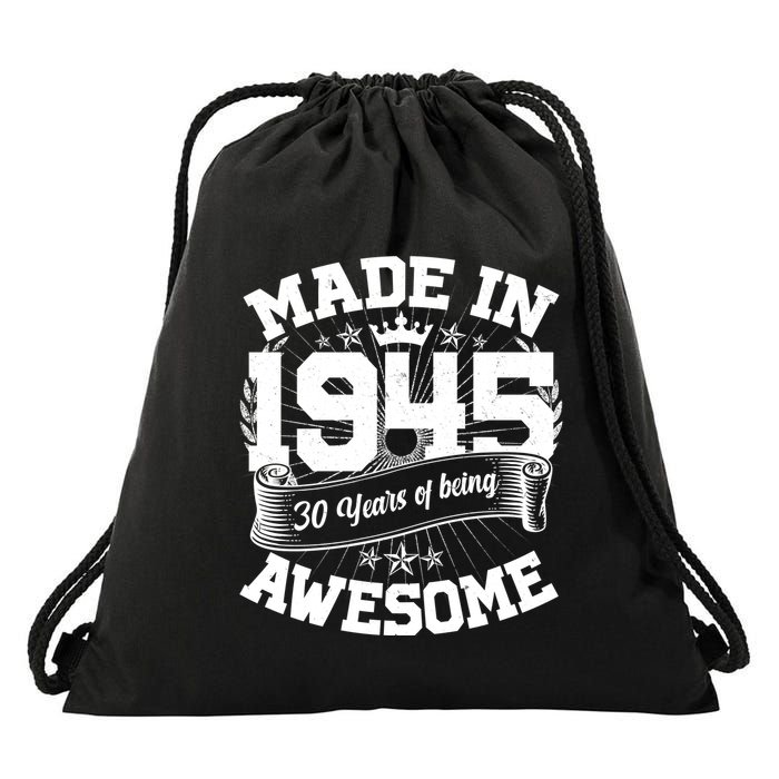 Vintage Crown Made In 1945 80 Years Of Being Awesome Drawstring Bag