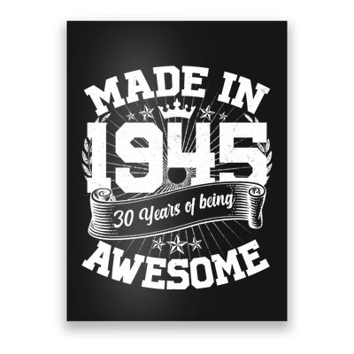 Vintage Crown Made In 1945 80 Years Of Being Awesome Poster