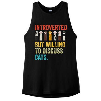 Vintage Cat Meow Introverted But Willing To Discuss Cats Ladies PosiCharge Tri-Blend Wicking Tank