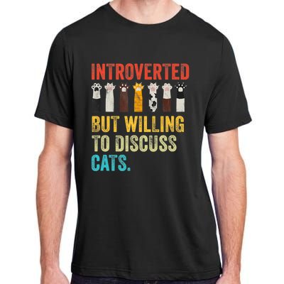 Vintage Cat Meow Introverted But Willing To Discuss Cats Adult ChromaSoft Performance T-Shirt