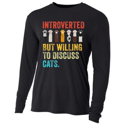 Vintage Cat Meow Introverted But Willing To Discuss Cats Cooling Performance Long Sleeve Crew