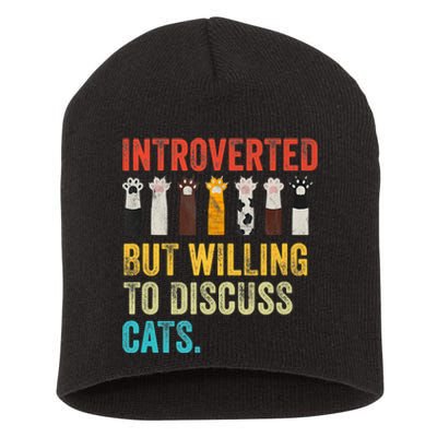 Vintage Cat Meow Introverted But Willing To Discuss Cats Short Acrylic Beanie