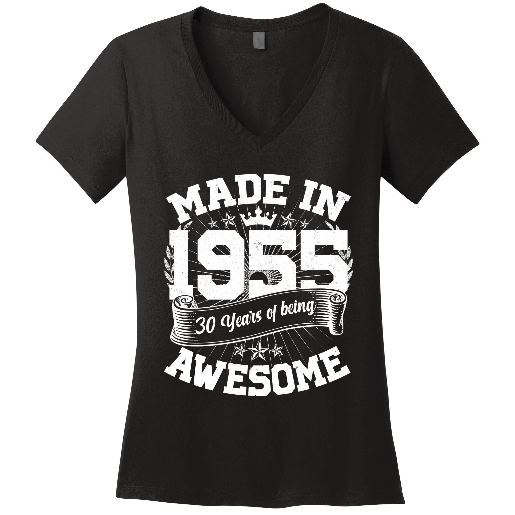 Vintage Crown Made In 1955 70 Years Of Being Awesome Women's V-Neck T-Shirt