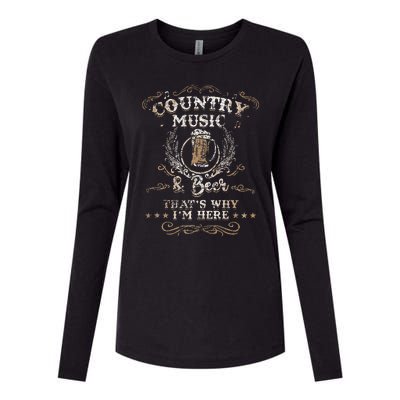 Vintage Country Music And Beer Thats Why Im Here Legends Womens Cotton Relaxed Long Sleeve T-Shirt