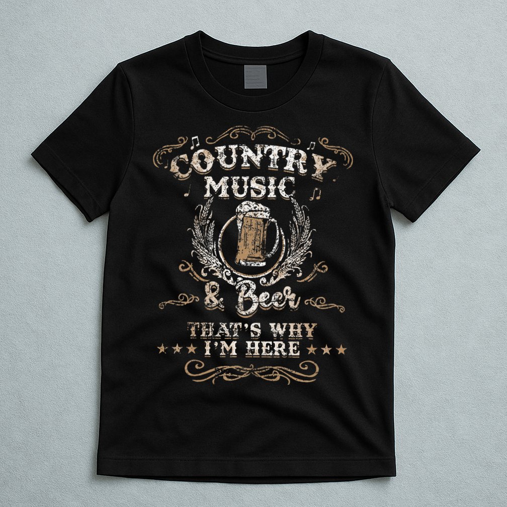 Vintage Country Music And Beer Thats Why Im Here Legends T-Shirt