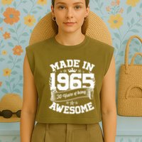 Vintage Crown Made In 1965 60 Years Of Being Awesome Garment-Dyed Women's Muscle Tee
