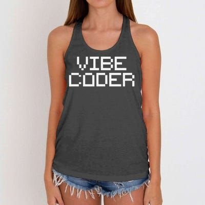 Vibe Coder Minimalist AI Video Game Coding Programming Women's Knotted Racerback Tank