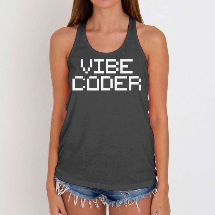 Vibe Coder Minimalist AI Video Game Coding Programming Women's Knotted Racerback Tank
