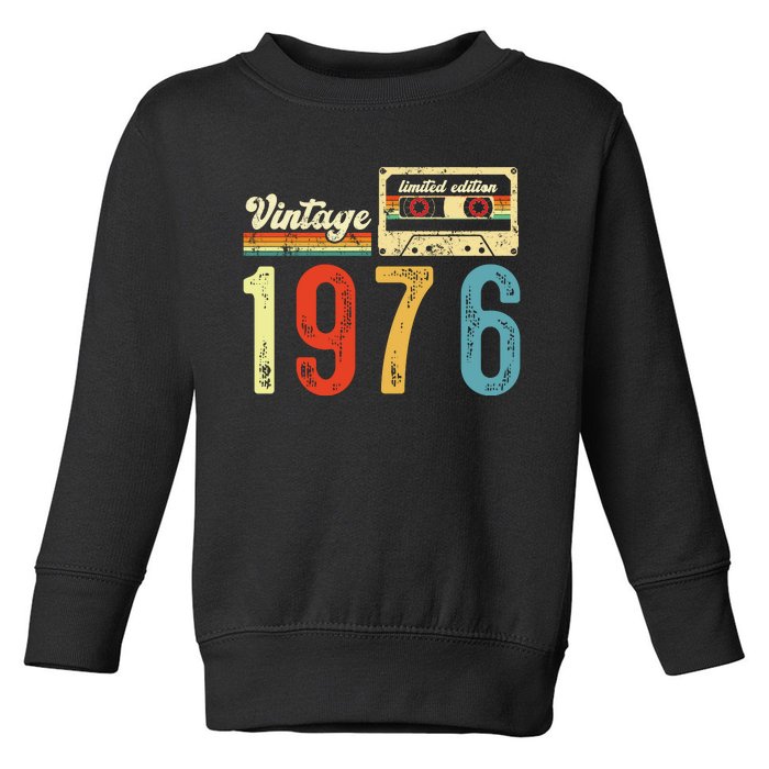 Vintage Cassette Made In 1976 Birthday Toddler Sweatshirt