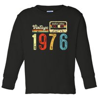 Vintage Cassette Made In 1976 Birthday Toddler Long Sleeve Shirt