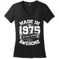 Vintage Crown Made In 1975 50 Years Of Being Awesome Women's V-Neck T-Shirt