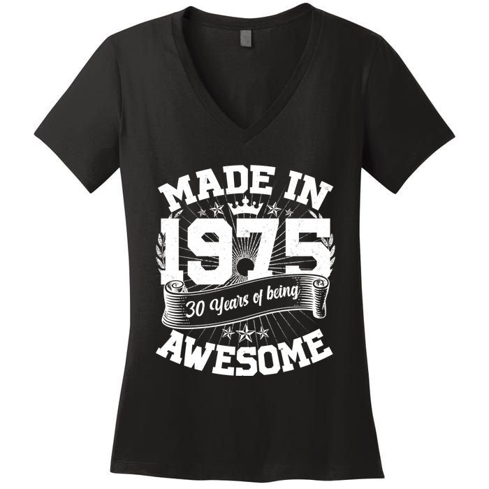 Vintage Crown Made In 1975 50 Years Of Being Awesome Women's V-Neck T-Shirt
