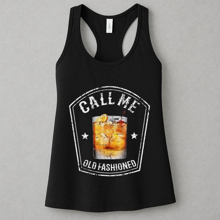 Vintage Call Me Old Fashioned Whiskey Funny Bourbon Womens Tank Top