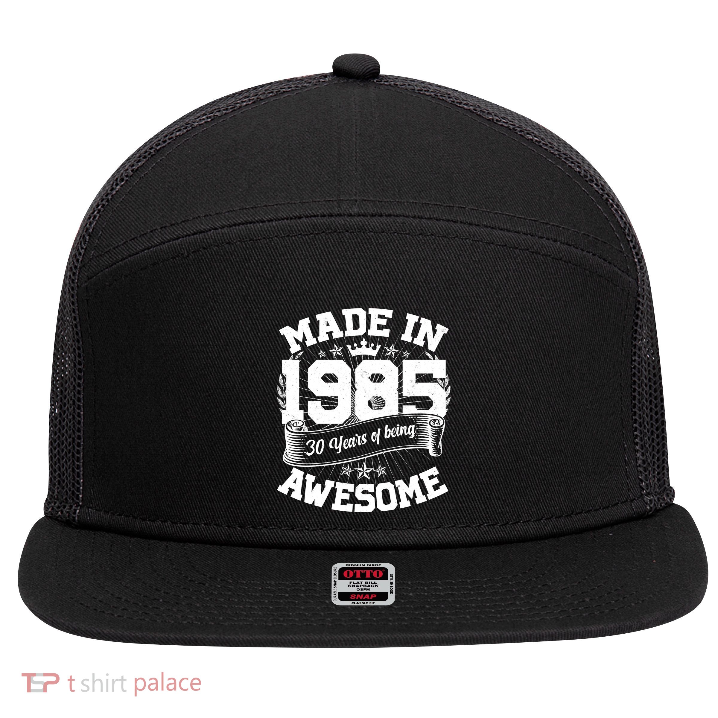 Vintage Crown Made In 1985 40 Years Of Being Awesome 7 Panel Mesh Trucker Snapback Hat