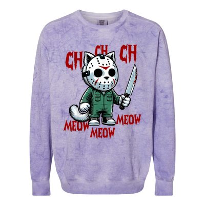 Vintage Cat Meow Halloween Cat Colorblast Crewneck Sweatshirt