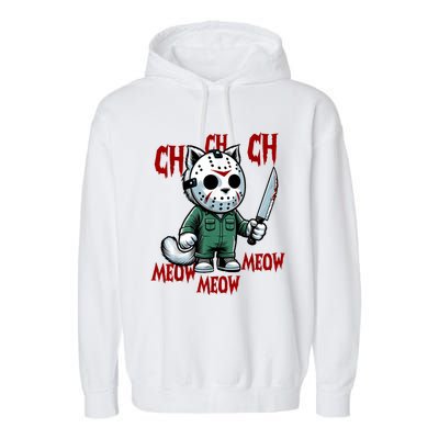 Vintage Cat Meow Halloween Cat Garment-Dyed Fleece Hoodie