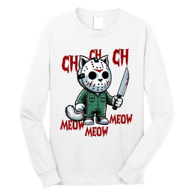 Vintage Cat Meow Halloween Cat Long Sleeve Shirt