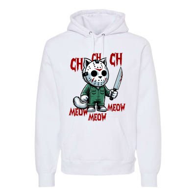 Vintage Cat Meow Halloween Cat Premium Hoodie