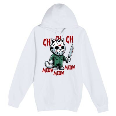 Vintage Cat Meow Halloween Cat Premium Pullover Hoodie