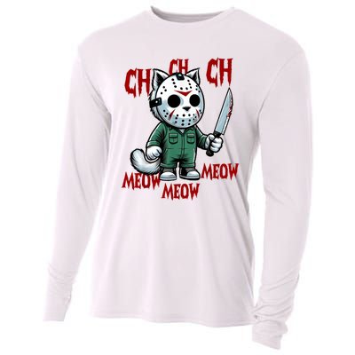 Vintage Cat Meow Halloween Cat Cooling Performance Long Sleeve Crew