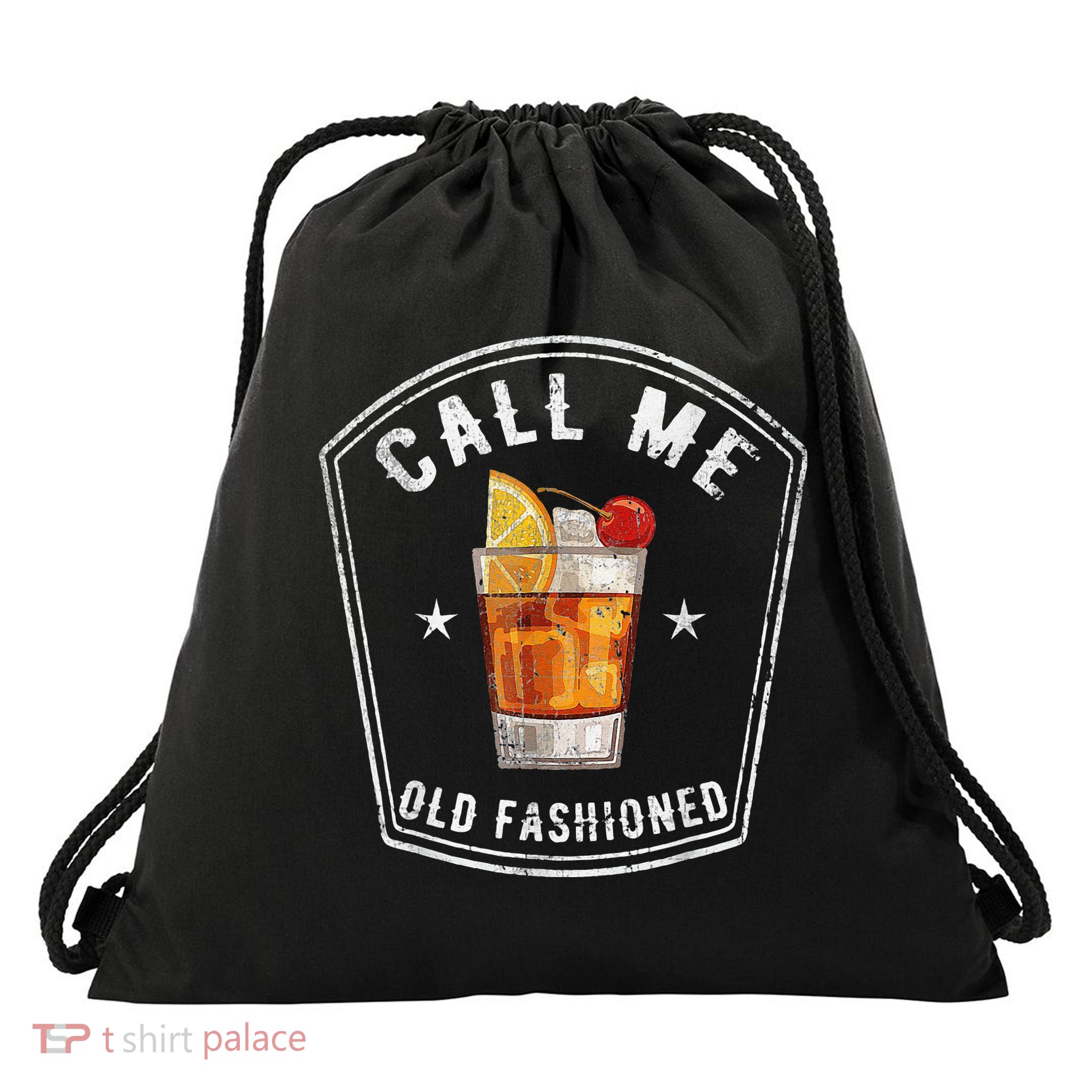 Vintage Call Me Old Fashioned Whiskey Funny Drawstring Bag