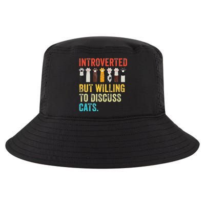 Vintage Cat Meow Introverted But Willing To Discuss Cats Cool Comfort Performance Bucket Hat