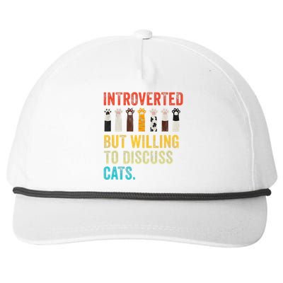 Vintage Cat Meow Introverted But Willing To Discuss Cats Snapback Five-Panel Rope Hat