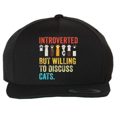 Vintage Cat Meow Introverted But Willing To Discuss Cats Wool Snapback Cap