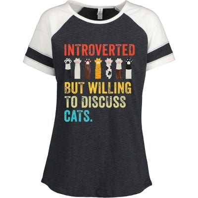 Vintage Cat Meow Introverted But Willing To Discuss Cats Enza Ladies Jersey Colorblock Tee