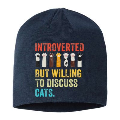 Vintage Cat Meow Introverted But Willing To Discuss Cats Sustainable Beanie