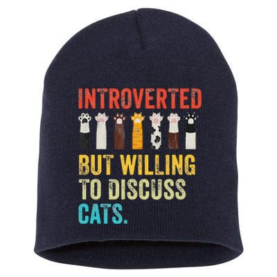 Vintage Cat Meow Introverted But Willing To Discuss Cats Short Acrylic Beanie