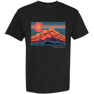 Vintage Colorado Mountain Landscape And Flag Graphic Garment-Dyed Heavyweight T-Shirt