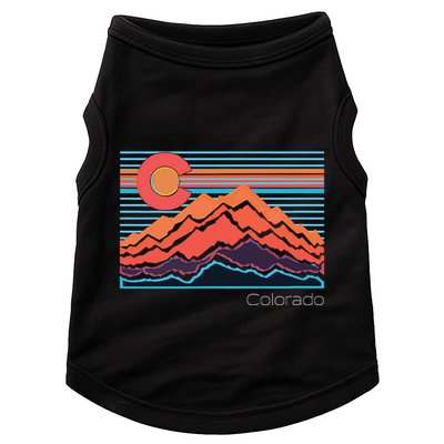 Vintage Colorado Mountain Landscape And Flag Graphic Doggie Tank