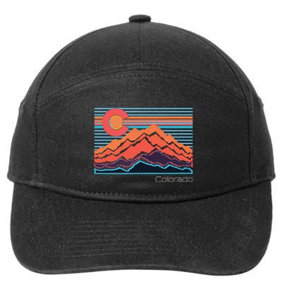 Vintage Colorado Mountain Landscape And Flag Graphic 7-Panel Snapback Hat
