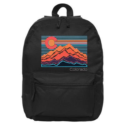 Vintage Colorado Mountain Landscape And Flag Graphic 16 in Basic Backpack