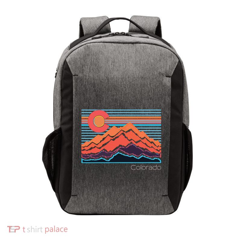 Vintage Colorado Mountain Landscape And Flag Graphic Vector Backpack