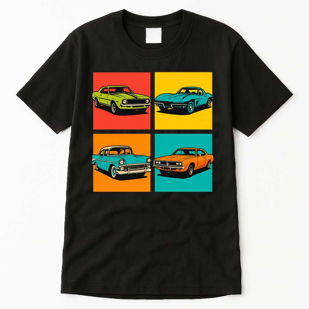 Vintage Classic Muscle Cars Pop Art Design Tall T-Shirt
