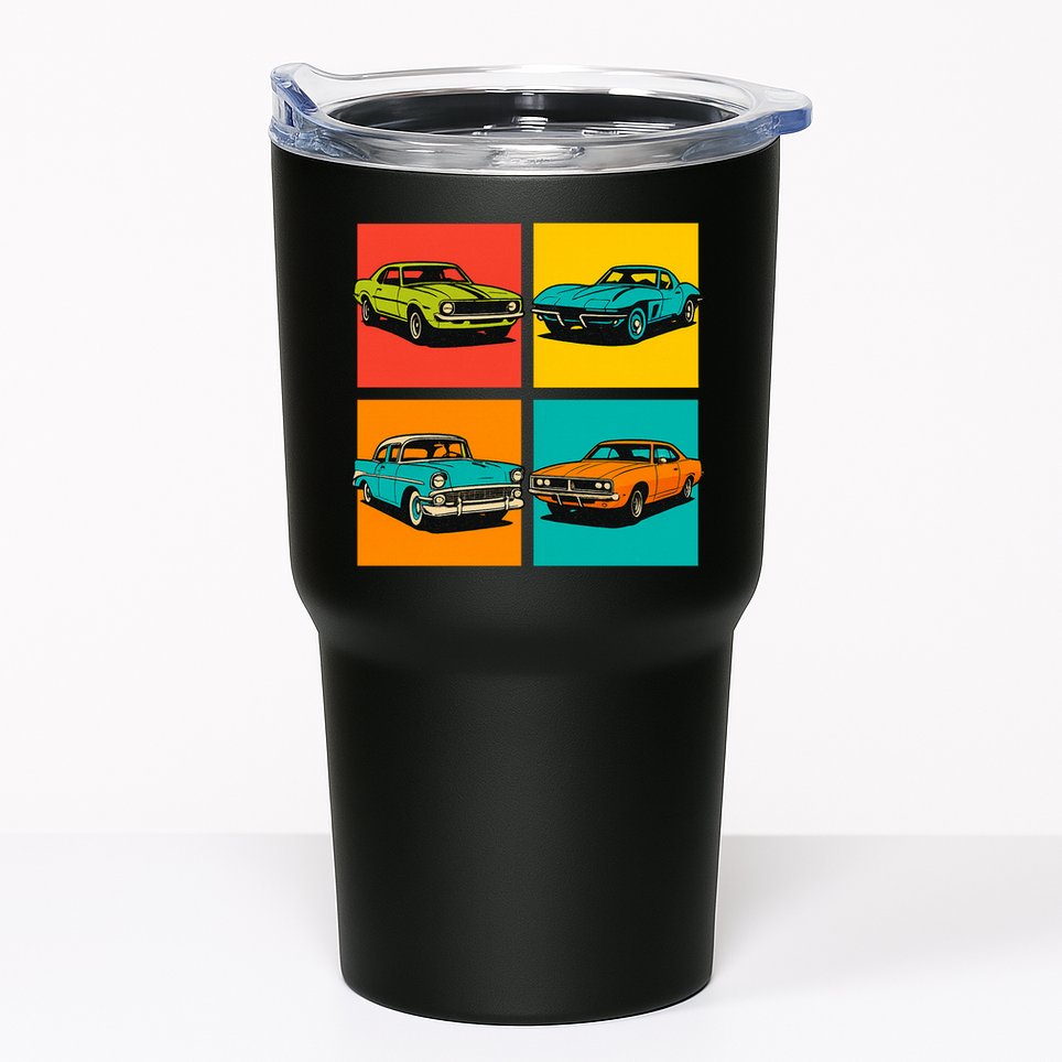 Vintage Classic Muscle Cars Pop Art Design Tumbler