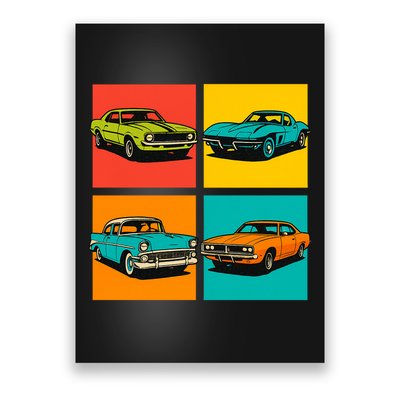 Vintage Classic Muscle Cars Pop Art Design Poster
