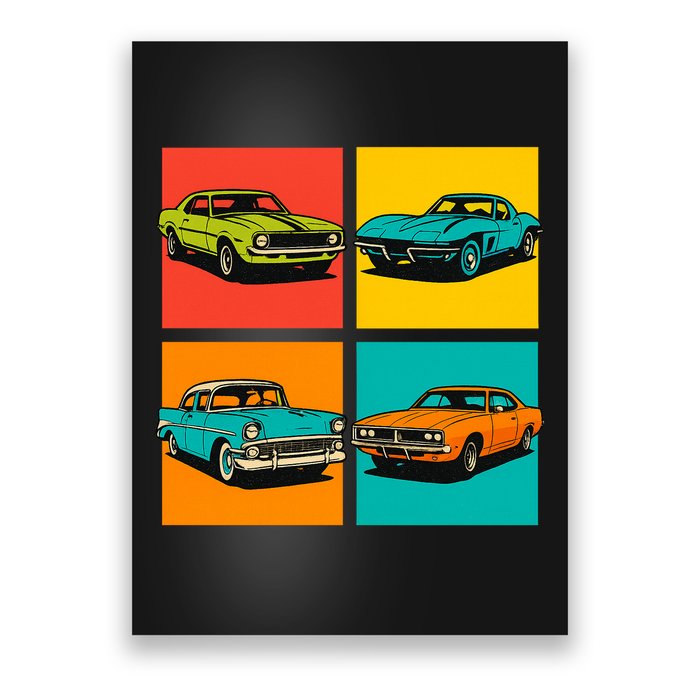 Vintage Classic Muscle Cars Pop Art Design Poster