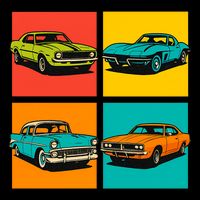 Vintage Classic Muscle Cars Pop Art Design Poster