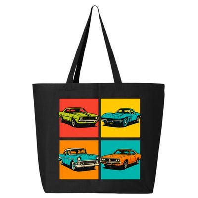 Vintage Classic Muscle Cars Pop Art Design 25L Jumbo Tote