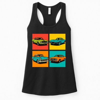 Vintage Classic Muscle Cars Pop Art Design Womens Tank Top