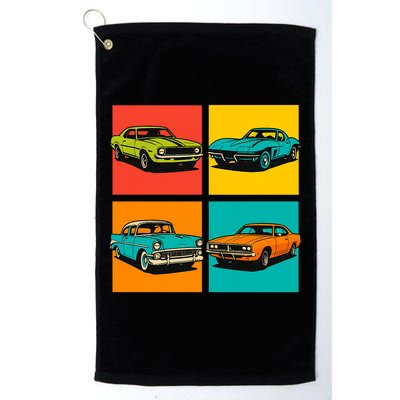 Vintage Classic Muscle Cars Pop Art Design Golf Towel