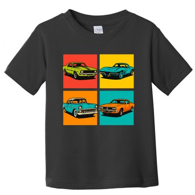 Vintage Classic Muscle Cars Pop Art Design Toddler T-Shirt
