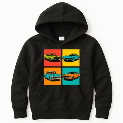 Vintage Classic Muscle Cars Pop Art Design Kids Hoodie